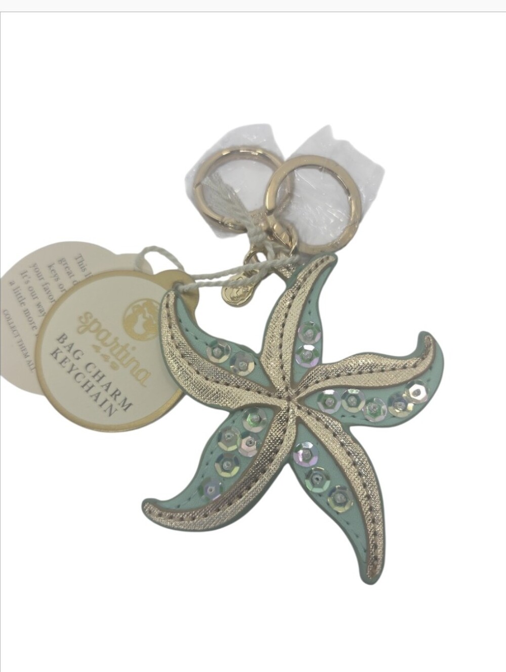 Spartina 449 Icon Keychain Sequin Starfish Sea Foam